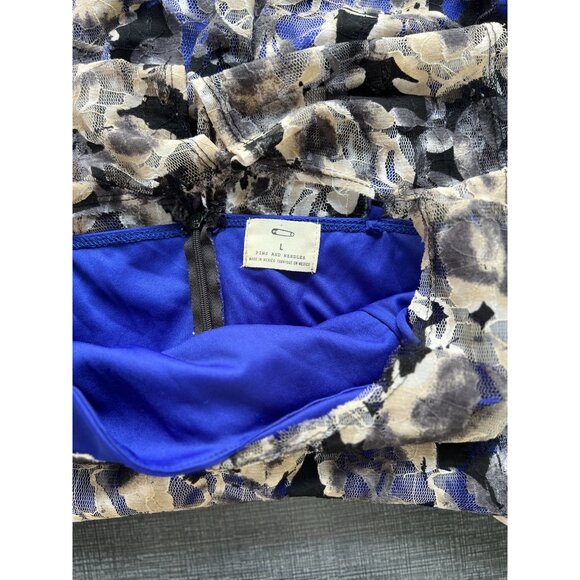 Anthropologie Pins And Needles Womens L Dress Black Blue Lace Sleeveless Mini - Picture 6 of 14